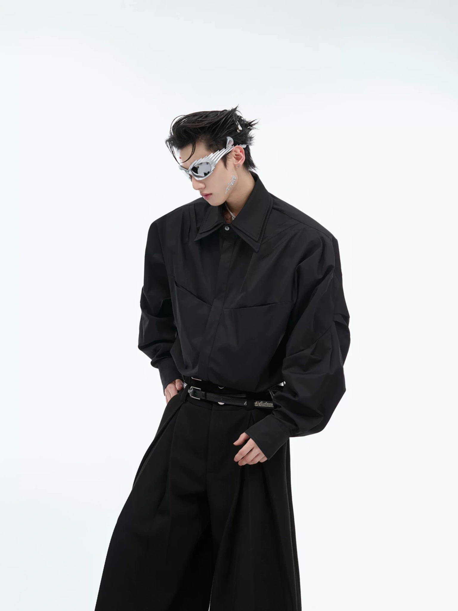 Deconstructed Double-Collar Shirt | Relaxed Fit - main image 3