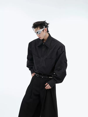 Deconstructed Double-Collar Shirt | Relaxed Fit - main image 3
