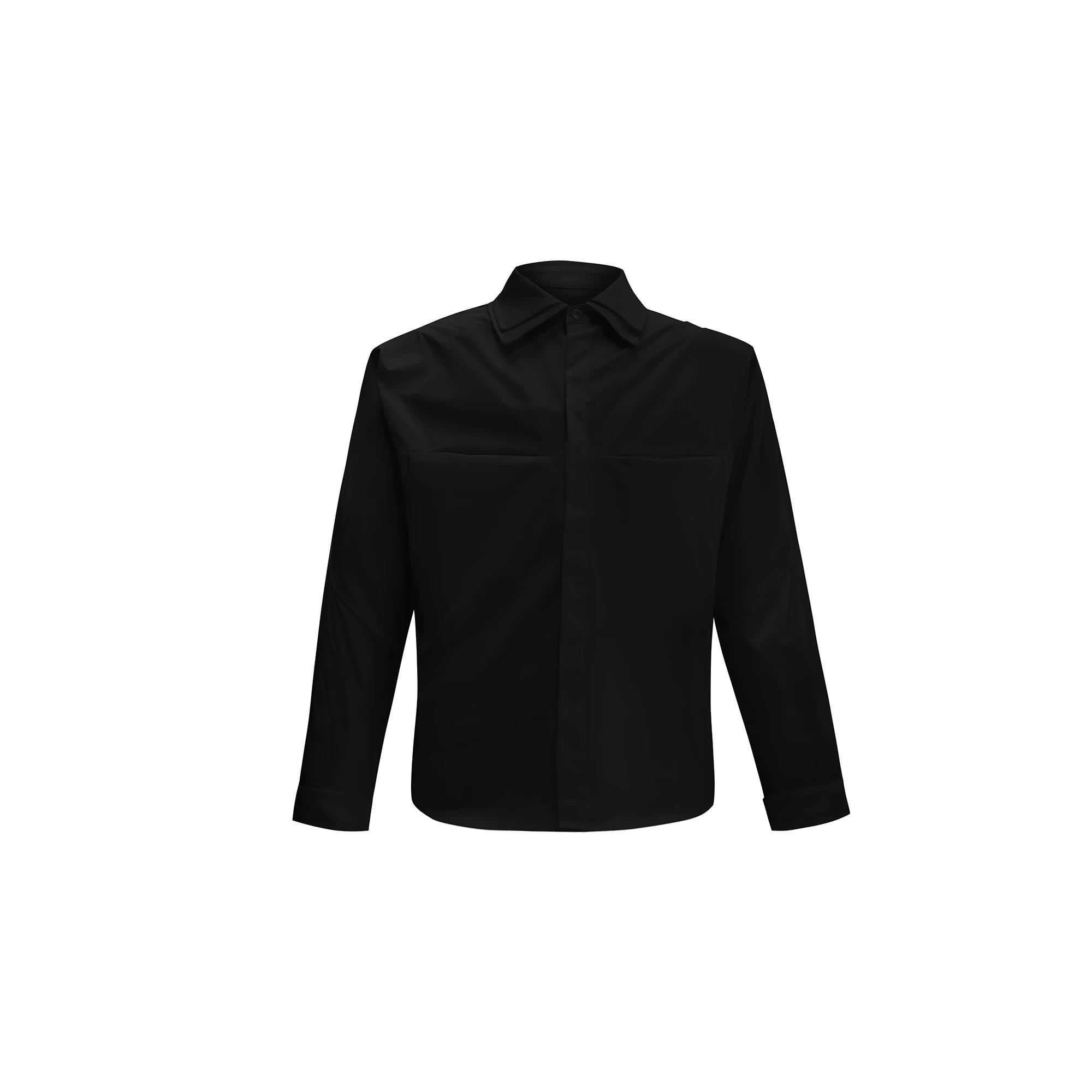 Deconstructed Double-Collar Shirt | Relaxed Fit - Lini Black
