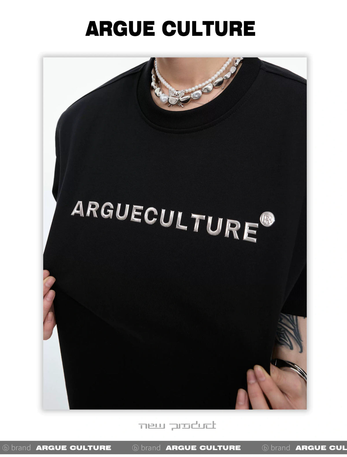 Relaxed Cotton Metal Logo Shoulder-Pad T-Shirt - description image 3