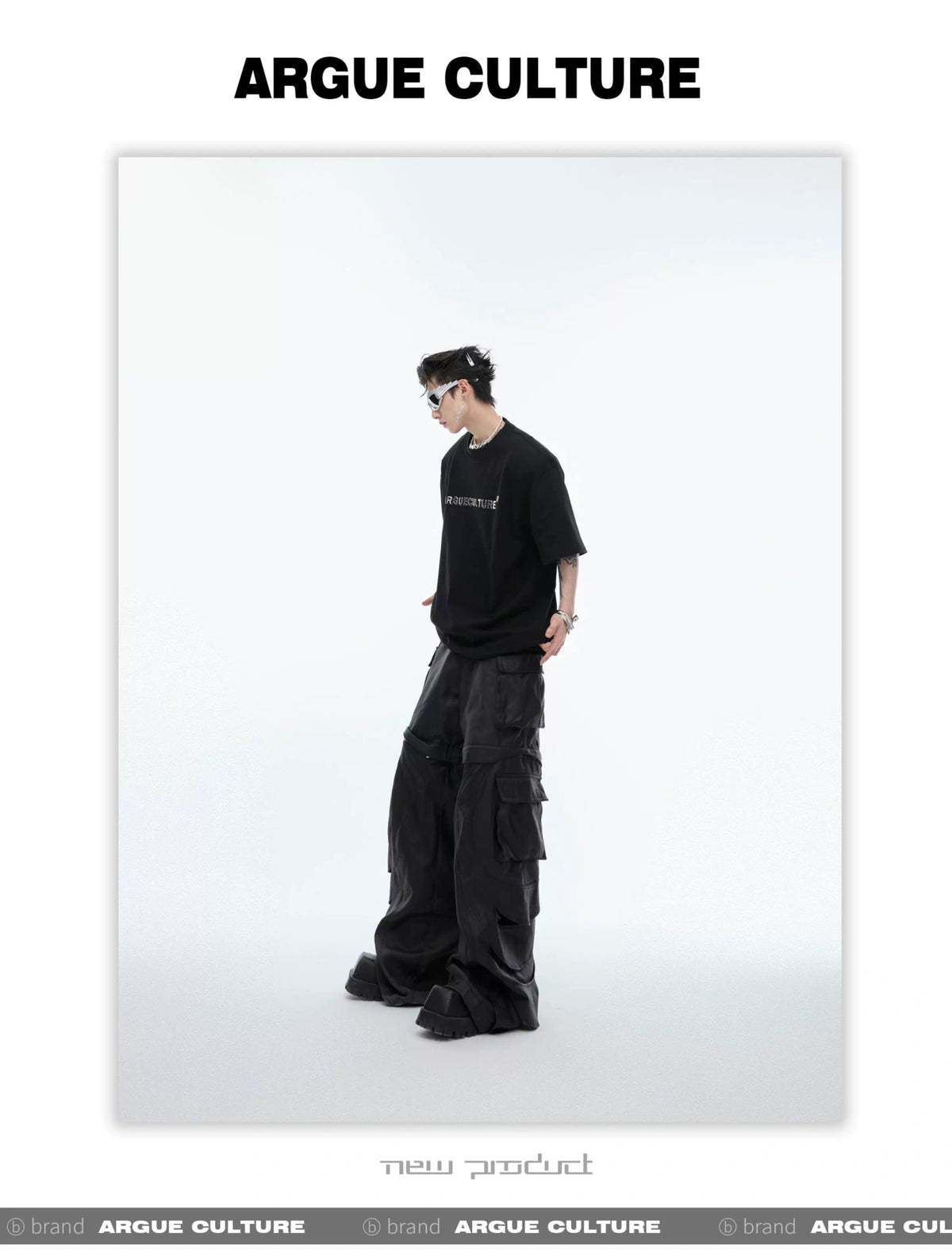 Relaxed Cotton Metal Logo Shoulder-Pad T-Shirt - description image 4