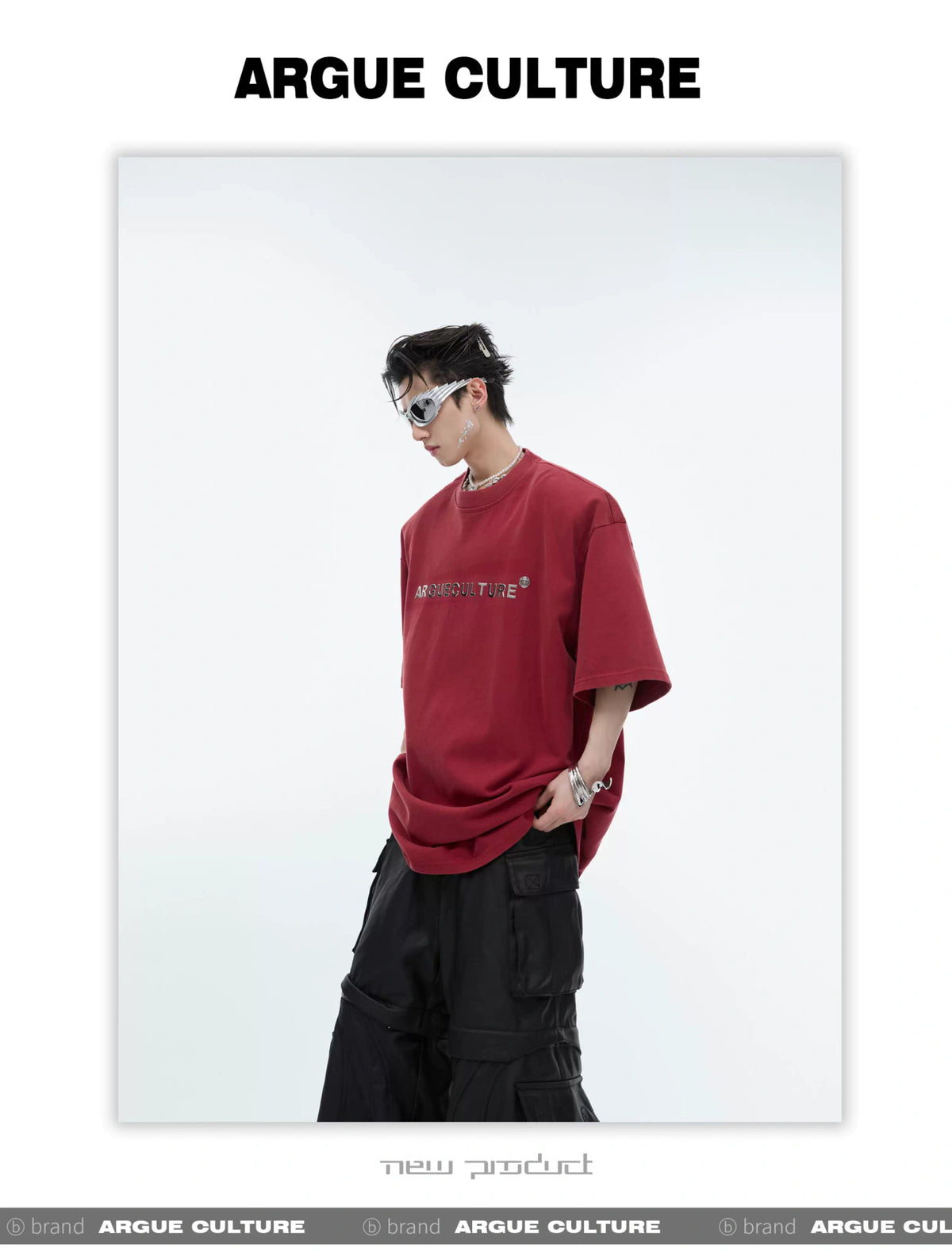 Relaxed Cotton Metal Logo Shoulder-Pad T-Shirt - description image 6