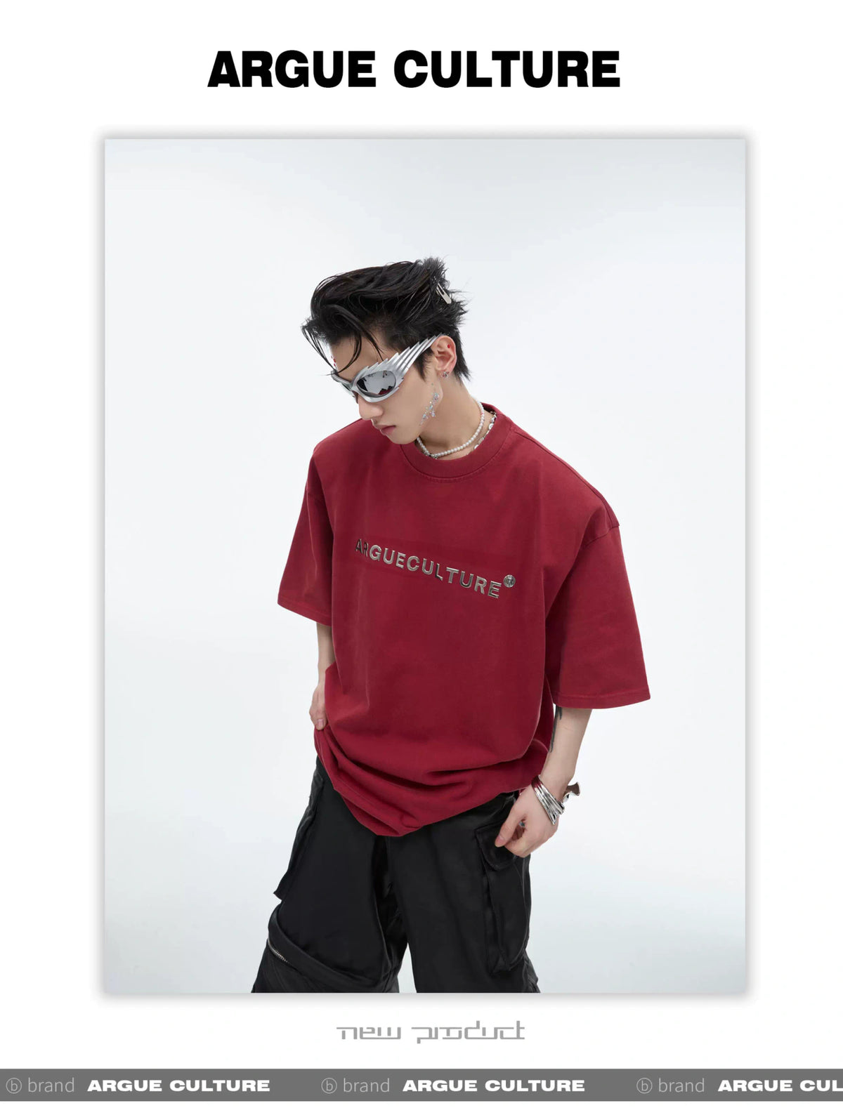 Relaxed Cotton Metal Logo Shoulder-Pad T-Shirt - description image 8
