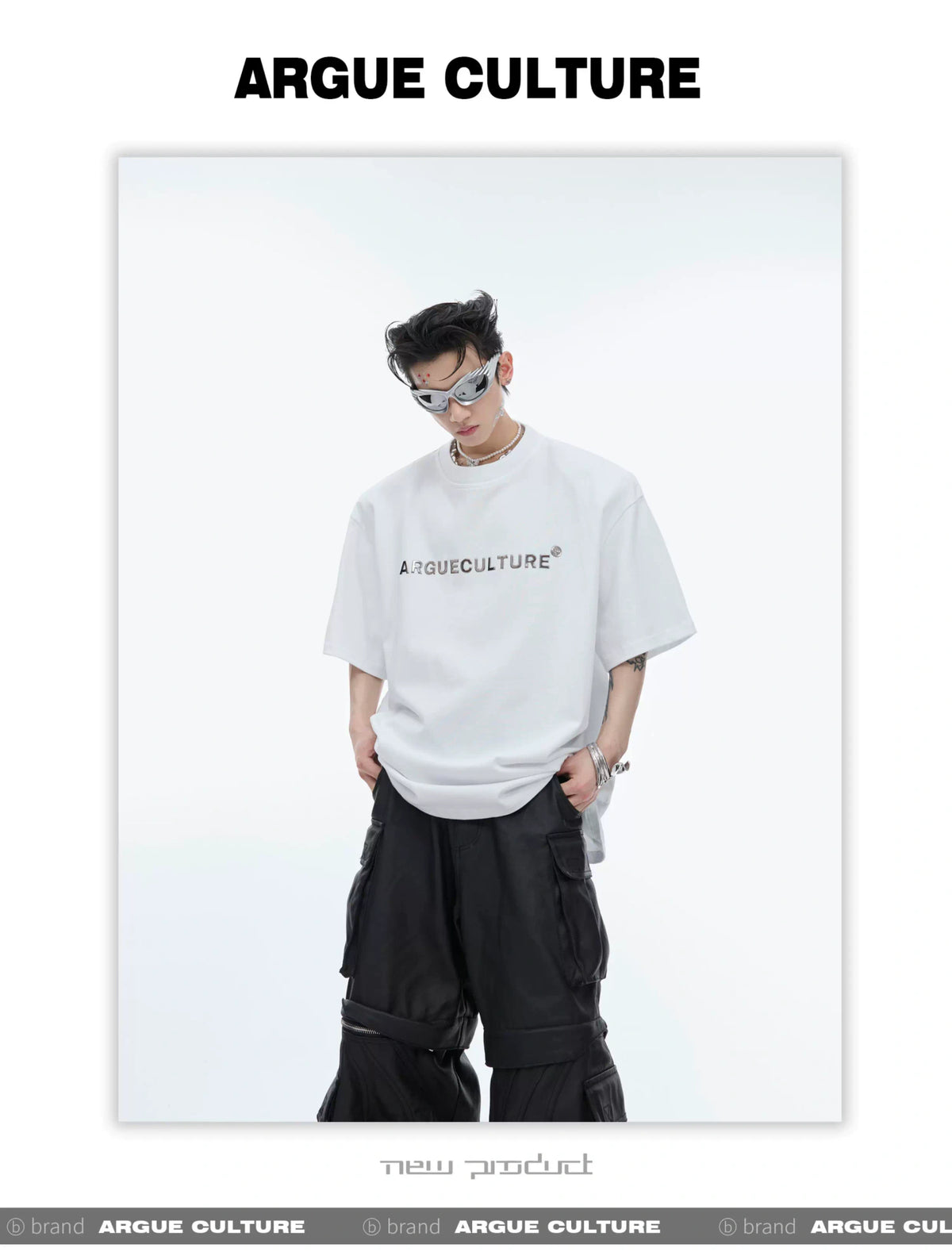 Relaxed Cotton Metal Logo Shoulder-Pad T-Shirt - description image 11