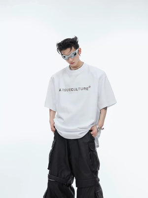 Relaxed Cotton Metal Logo Shoulder-Pad T-Shirt - main image 2