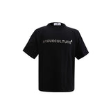 Relaxed Cotton Metal Logo Shoulder-Pad T-Shirt - Black
