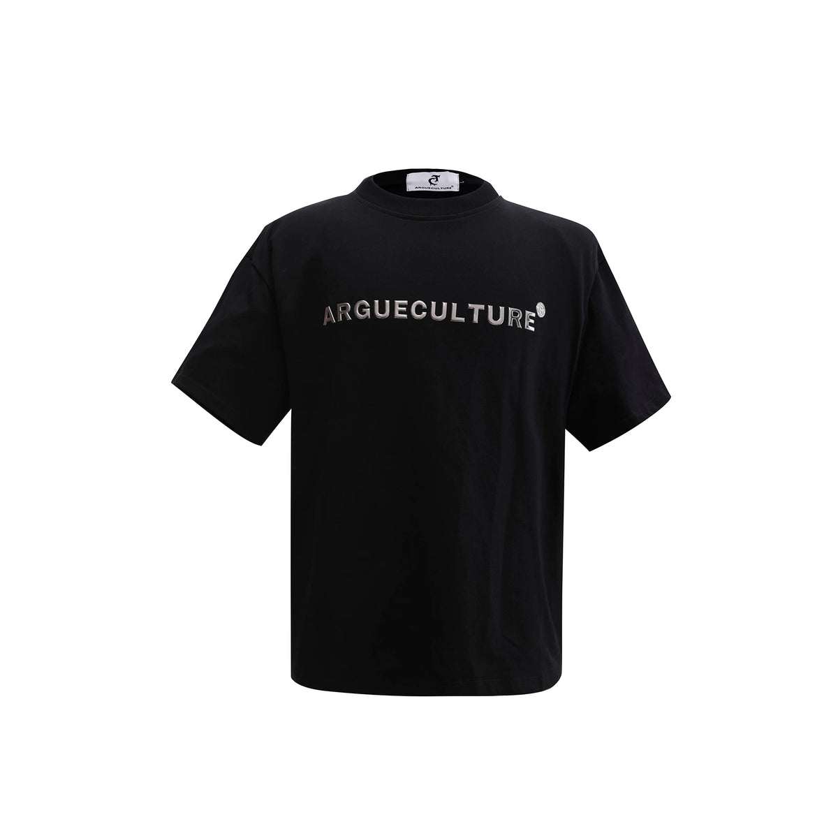 Relaxed Cotton Metal Logo Shoulder-Pad T-Shirt - Black