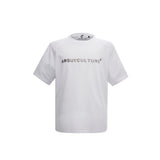 Relaxed Cotton Metal Logo Shoulder-Pad T-Shirt - White