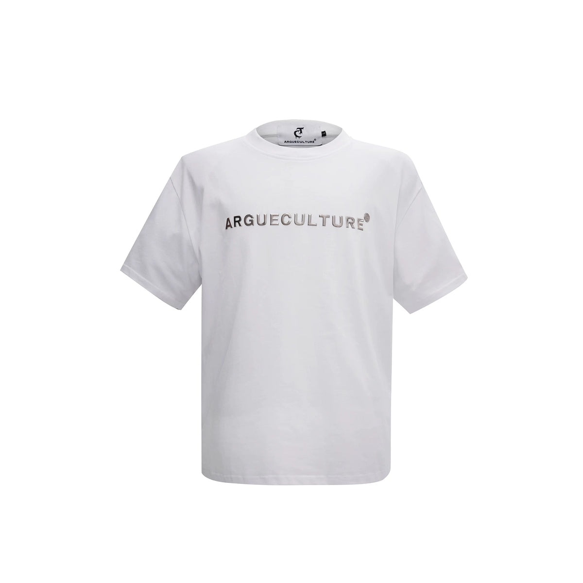 Relaxed Cotton Metal Logo Shoulder-Pad T-Shirt - White