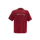 Relaxed Cotton Metal Logo Shoulder-Pad T-Shirt - Red
