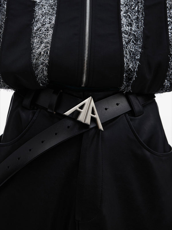 Deconstructed Genuine Leather Belt with Double A Logo - ArgueCulture