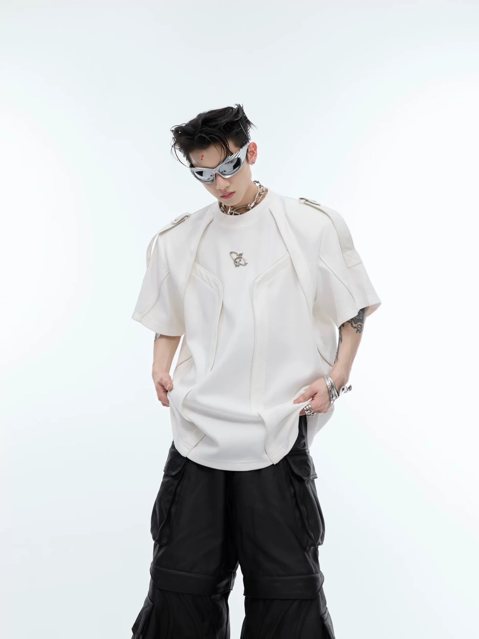 Loose-Fit Deconstructed Logo T-Shirt | Short Sleeve - main image 1