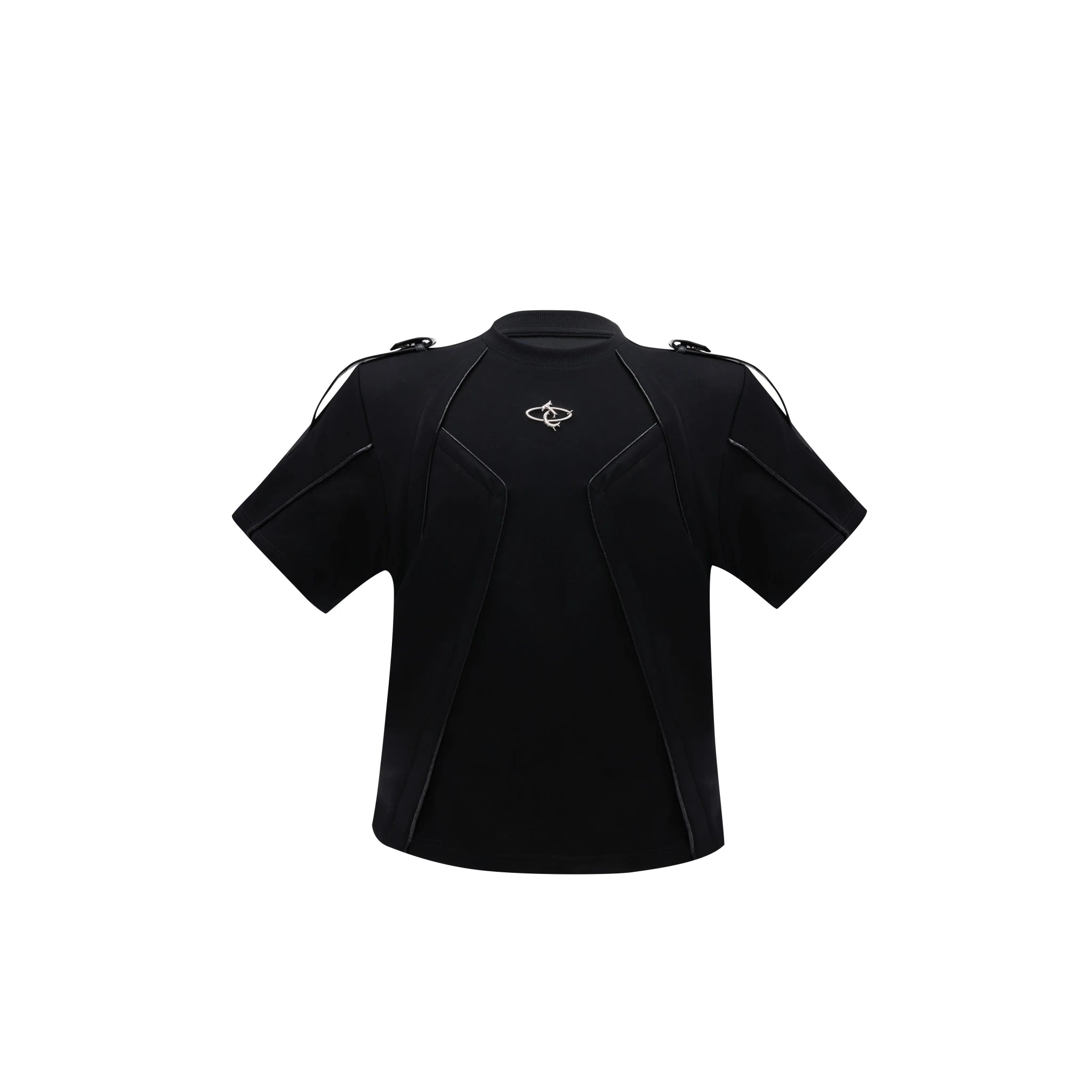 Loose-Fit Deconstructed Logo T-Shirt | Short Sleeve - Black