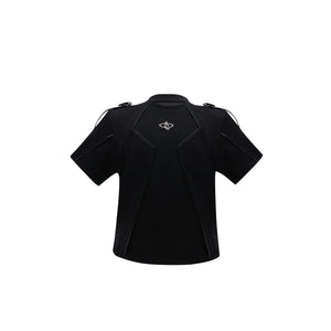 Loose-Fit Deconstructed Logo T-Shirt | Short Sleeve - Black