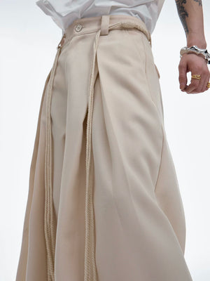 Pleated Wide-Leg Trousers with Drawstring Details - main image 3