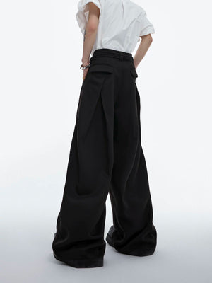 Pleated Wide-Leg Trousers with Drawstring Details - main image 4