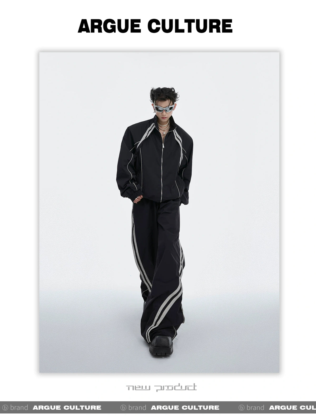 Color-Blocked Nylon Shirt and Pants Separates - description image 2