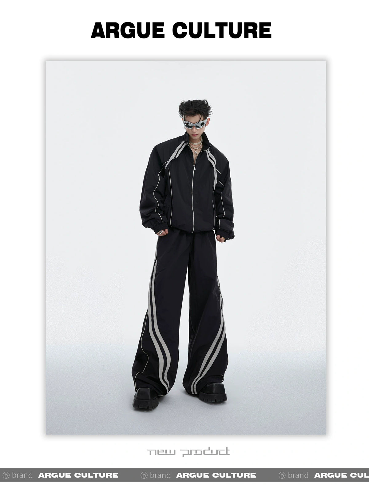 Color-Blocked Nylon Shirt and Pants Separates - description image 5