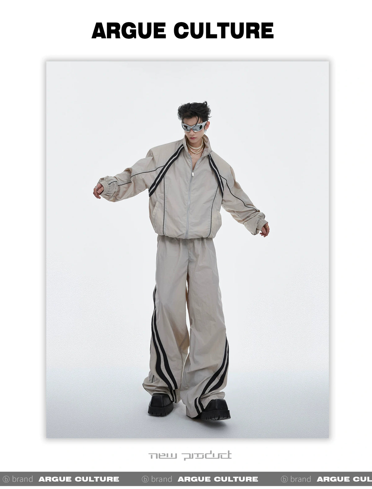 Color-Blocked Nylon Shirt and Pants Separates - description image 10