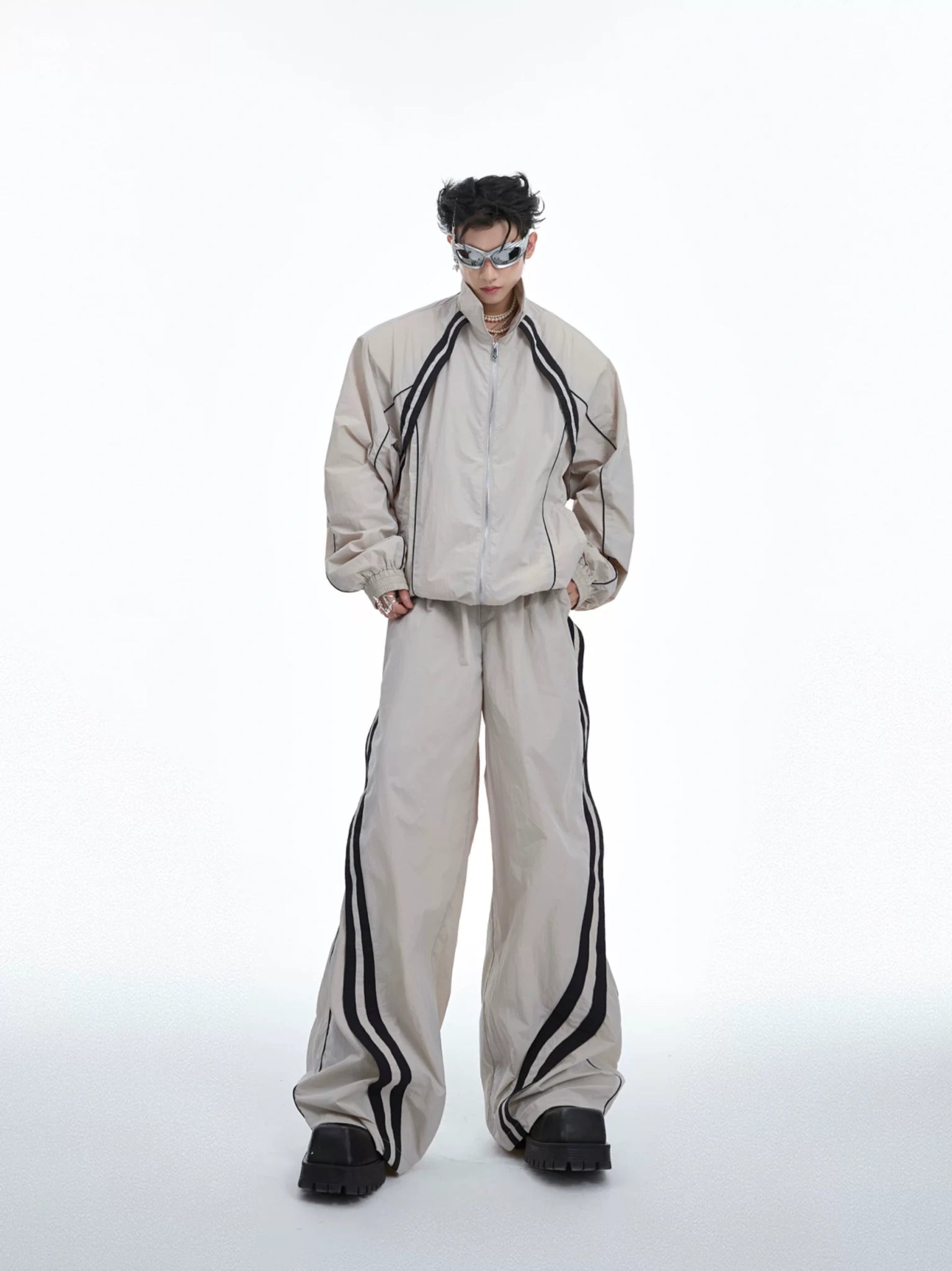 Color-Blocked Nylon Shirt and Pants Separates - main image 1