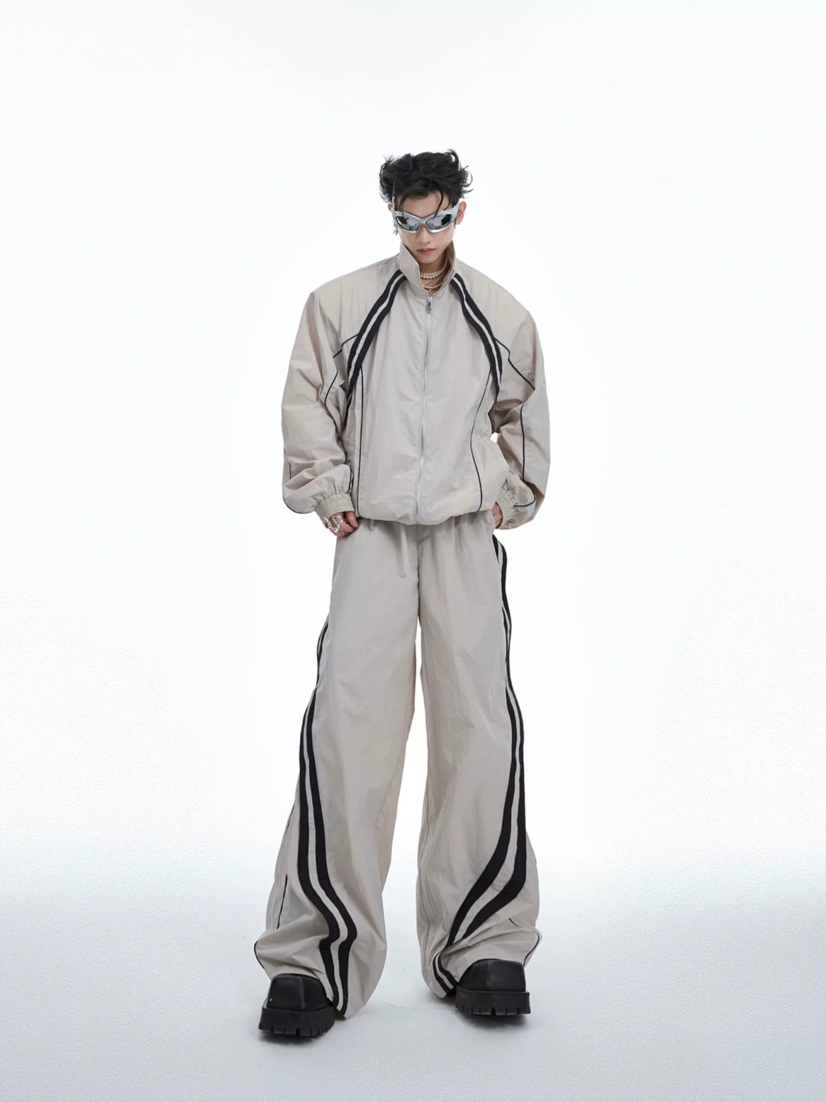 Color-Blocked Nylon Shirt and Pants Separates - main image 1