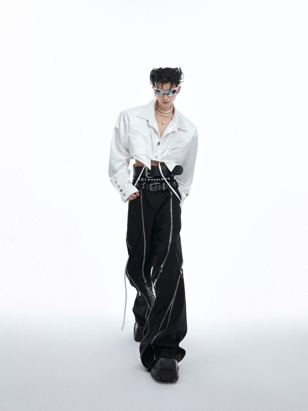 Deconstructed Cropped Cotton Shirt | Avant-Garde Style - main image 4