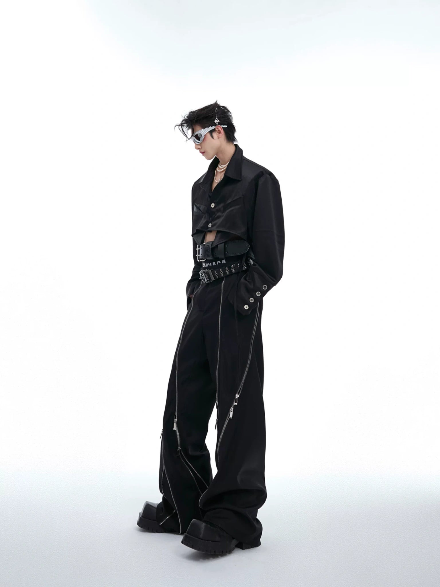 Deconstructed Cropped Cotton Shirt | Avant-Garde Style - main image 5
