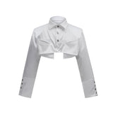 Deconstructed Cropped Cotton Shirt | Avant-Garde Style - White