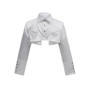 Deconstructed Cropped Cotton Shirt | Avant-Garde Style - White