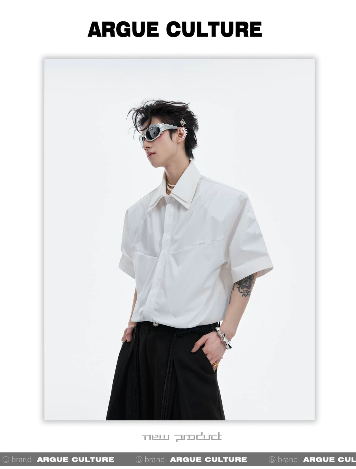 Deconstructed Double-Collar Pleated Shirt | Relaxed Fit - description image 2