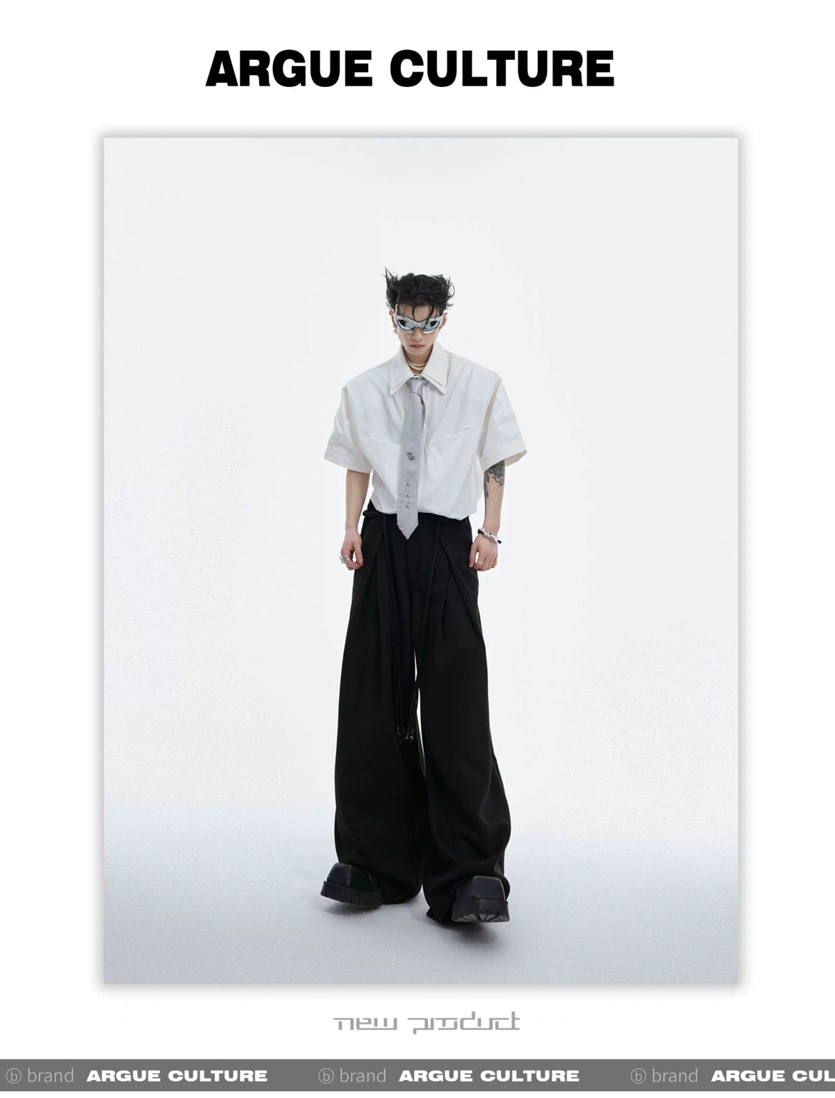 Deconstructed Double-Collar Pleated Shirt | Relaxed Fit - description image 3