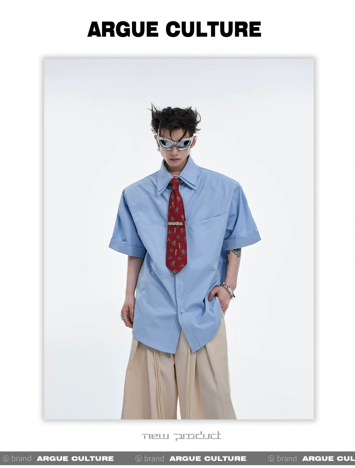 Deconstructed Double-Collar Pleated Shirt | Relaxed Fit - description image 4