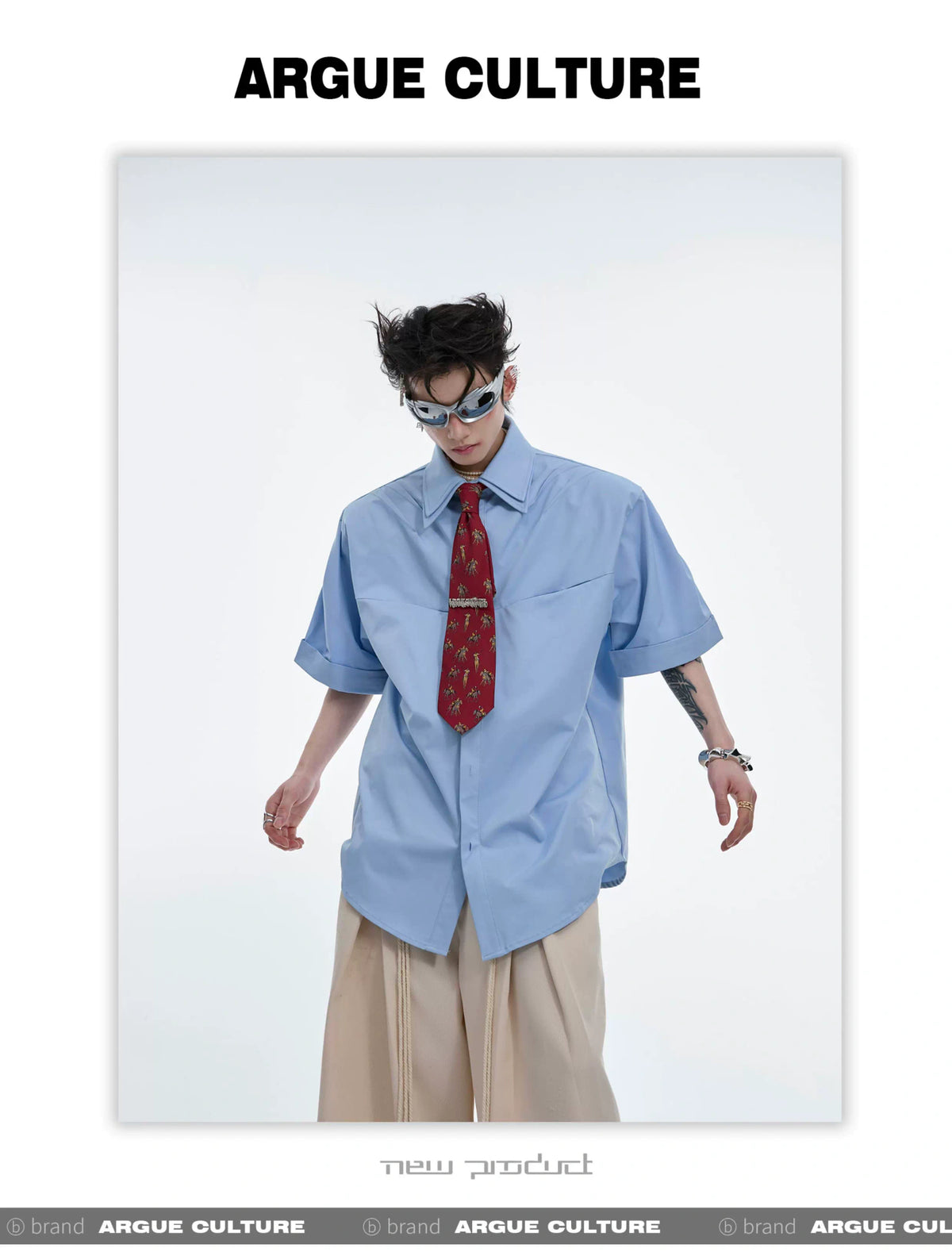 Deconstructed Double-Collar Pleated Shirt | Relaxed Fit - description image 5