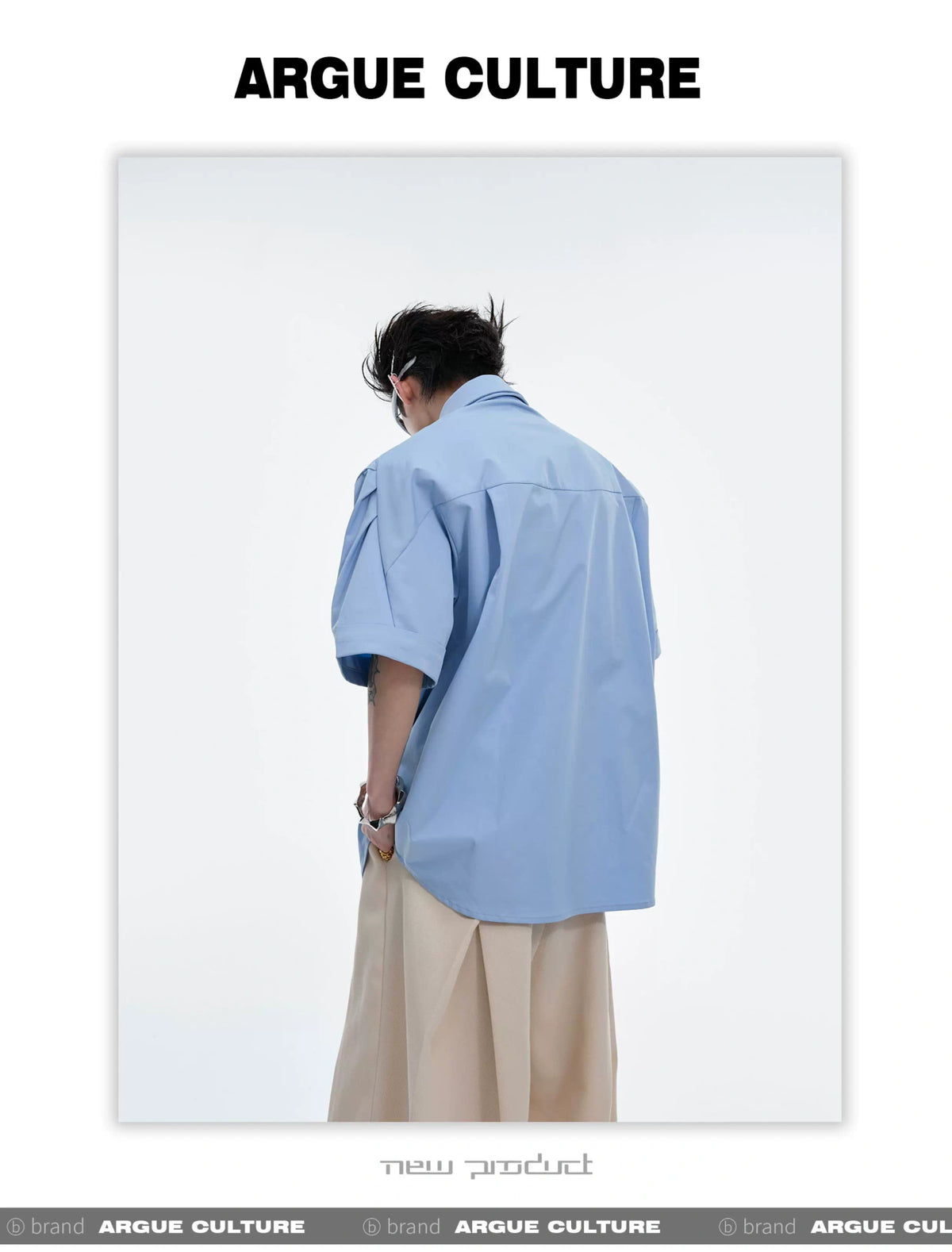 Deconstructed Double-Collar Pleated Shirt | Relaxed Fit - description image 6
