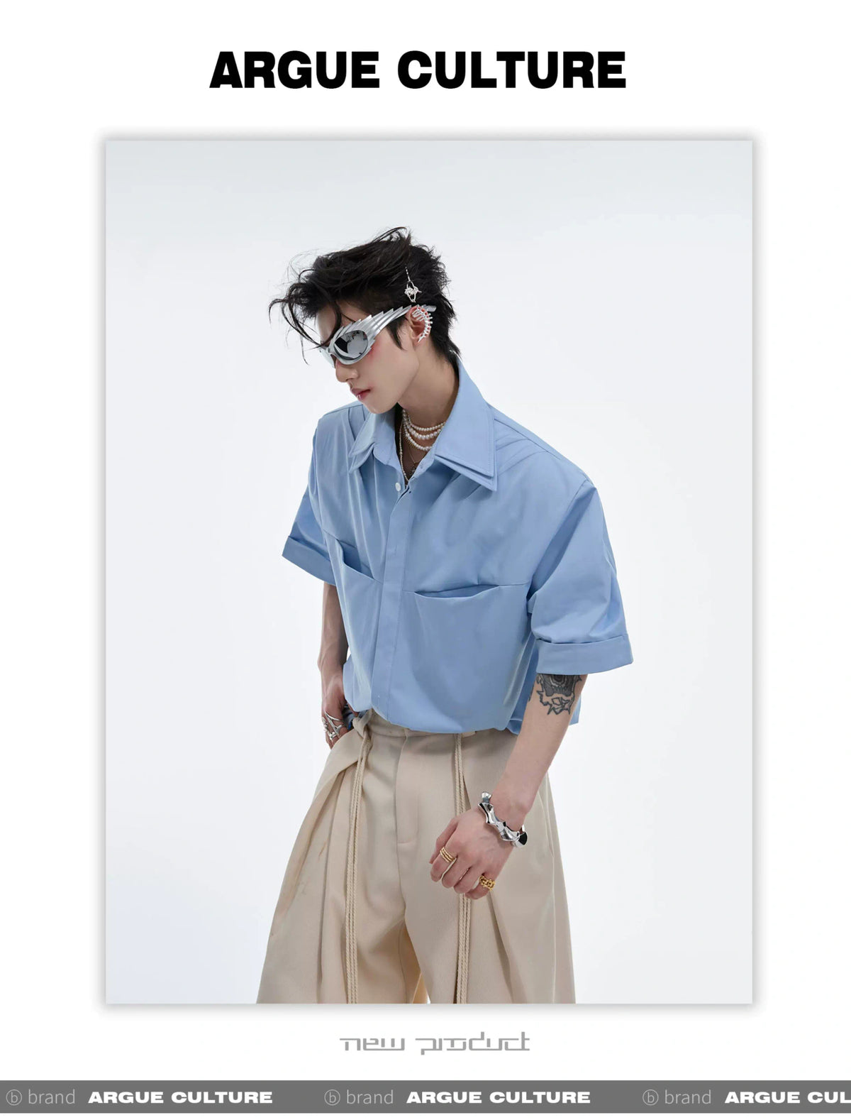Deconstructed Double-Collar Pleated Shirt | Relaxed Fit - description image 7