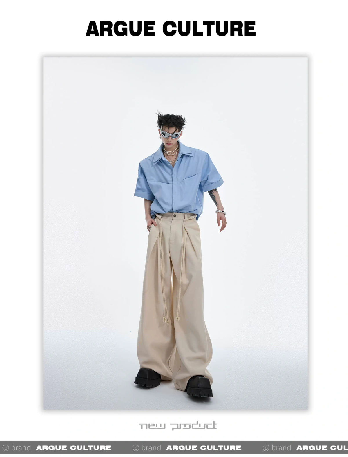 Deconstructed Double-Collar Pleated Shirt | Relaxed Fit - description image 8