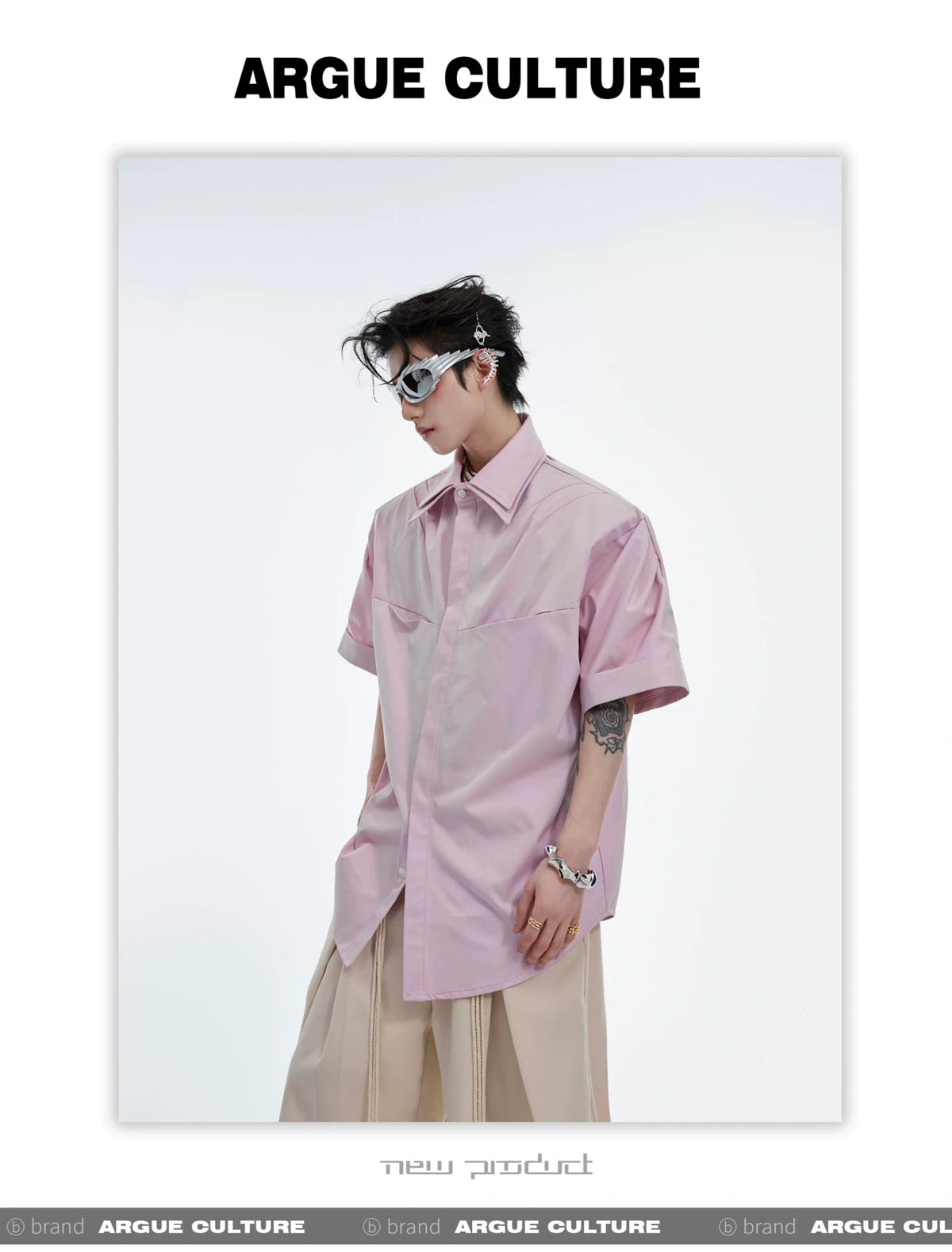 Deconstructed Double-Collar Pleated Shirt | Relaxed Fit - description image 9
