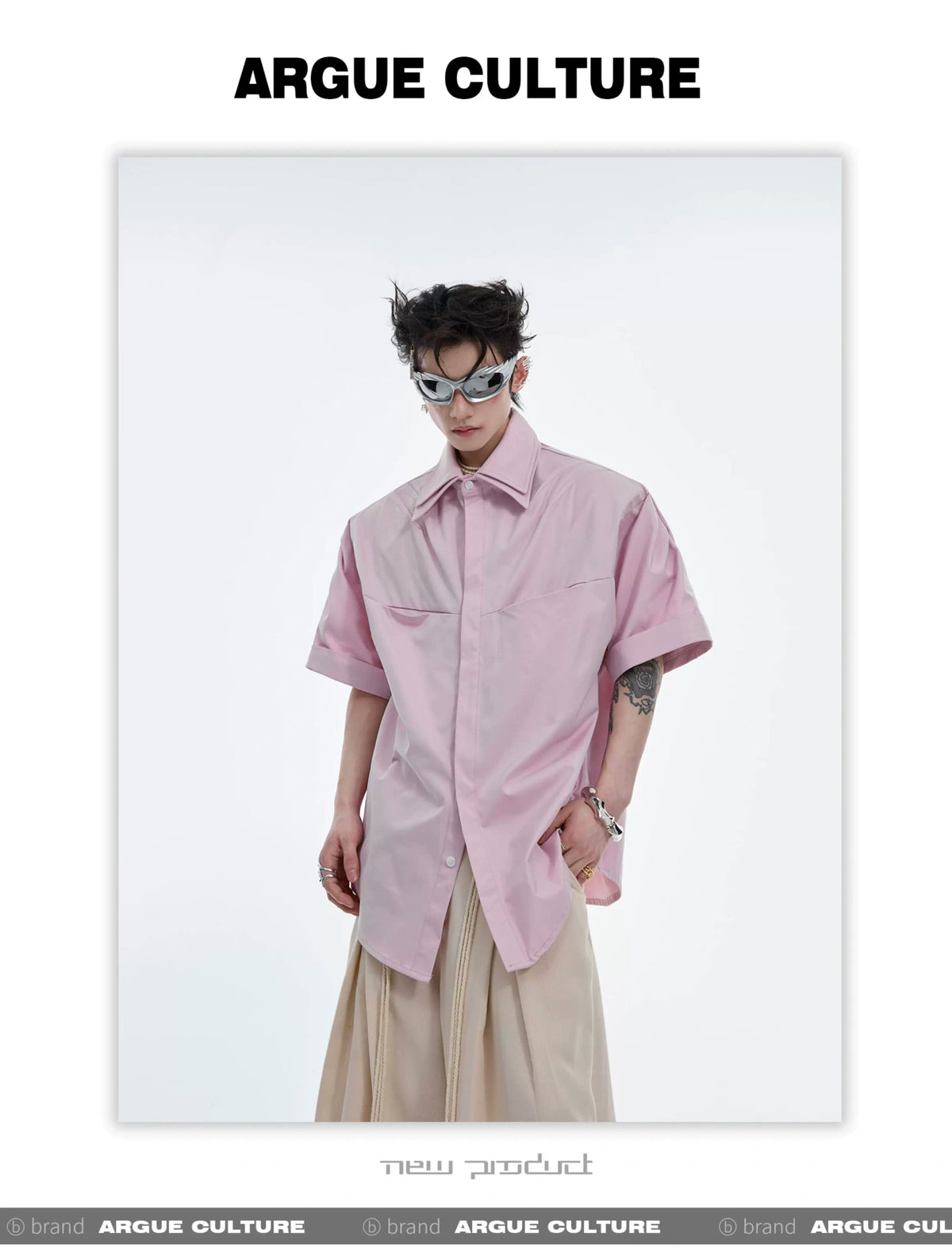 Deconstructed Double-Collar Pleated Shirt | Relaxed Fit - description image 10
