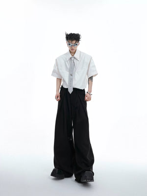 Deconstructed Double-Collar Pleated Shirt | Relaxed Fit - main image 2