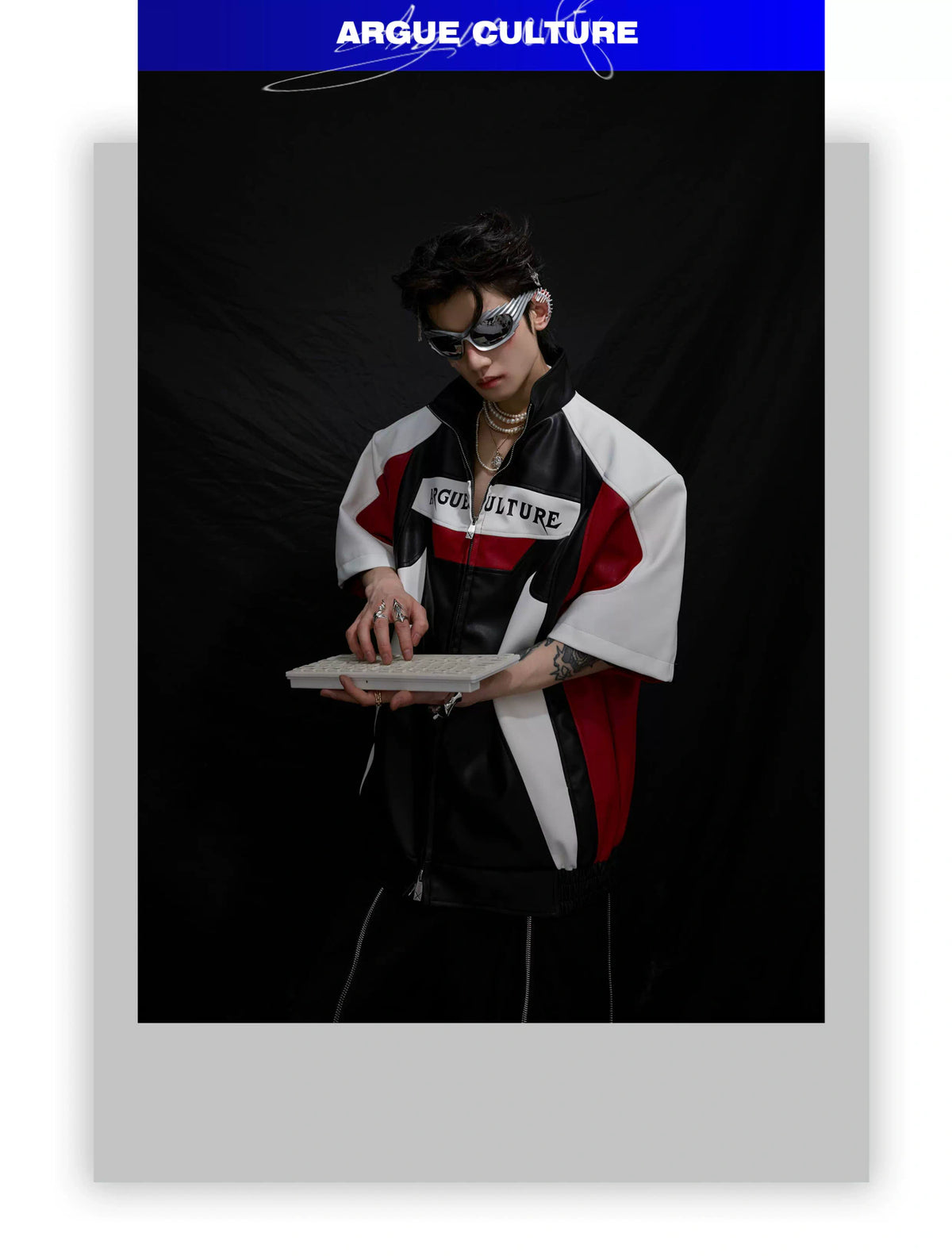 Color-Block Faux Leather Jacket | Relaxed Streetwear - description image 1