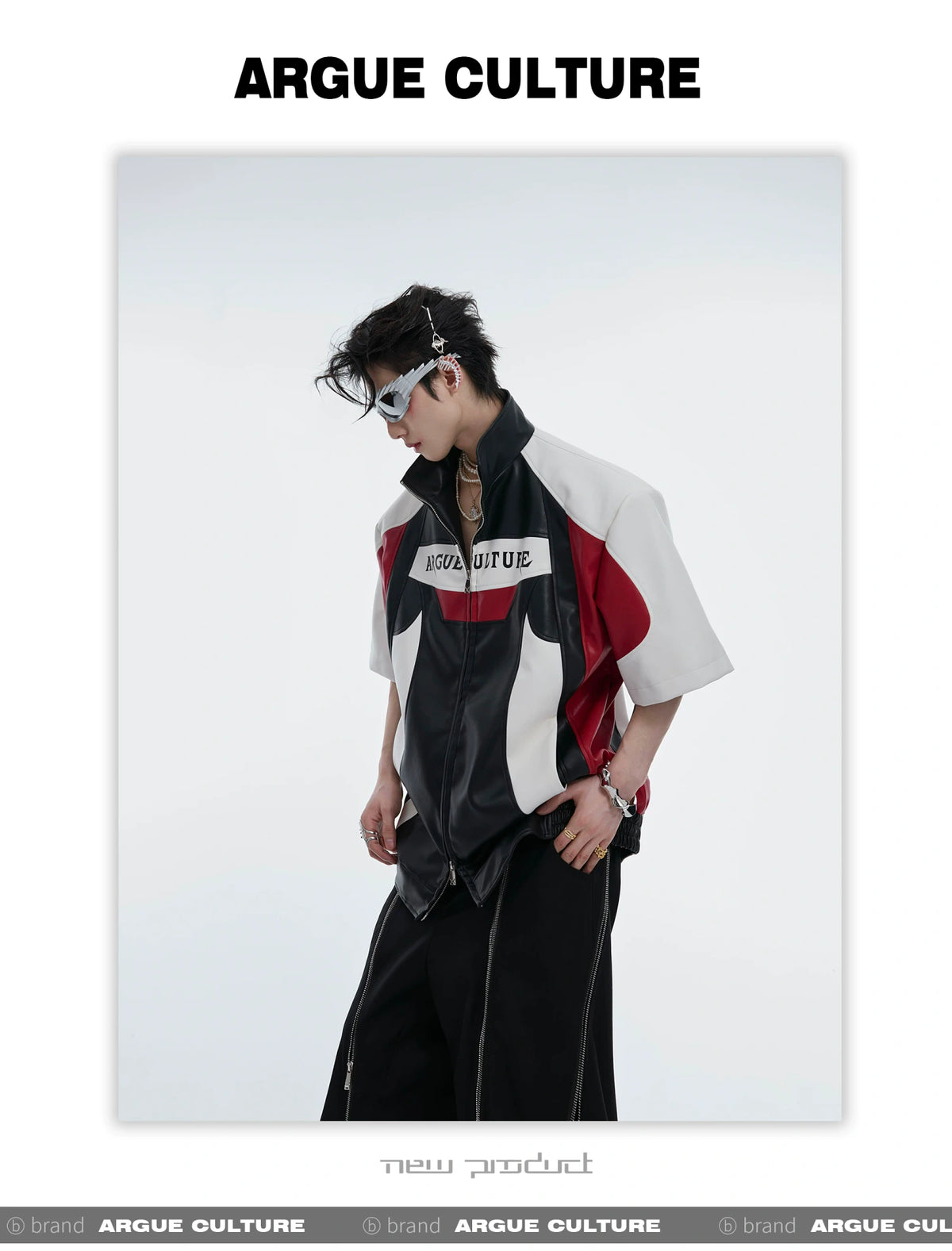 Color-Block Faux Leather Jacket | Relaxed Streetwear - description image 3