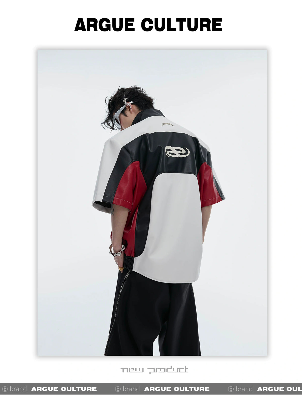 Color-Block Faux Leather Jacket | Relaxed Streetwear - description image 4