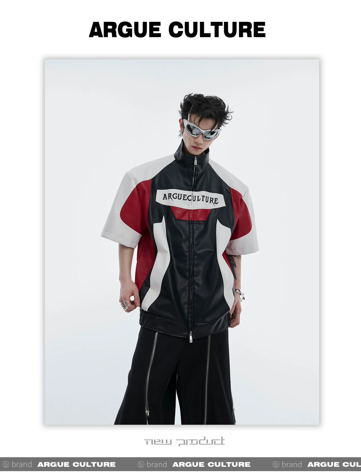 Color-Block Faux Leather Jacket | Relaxed Streetwear - description image 5