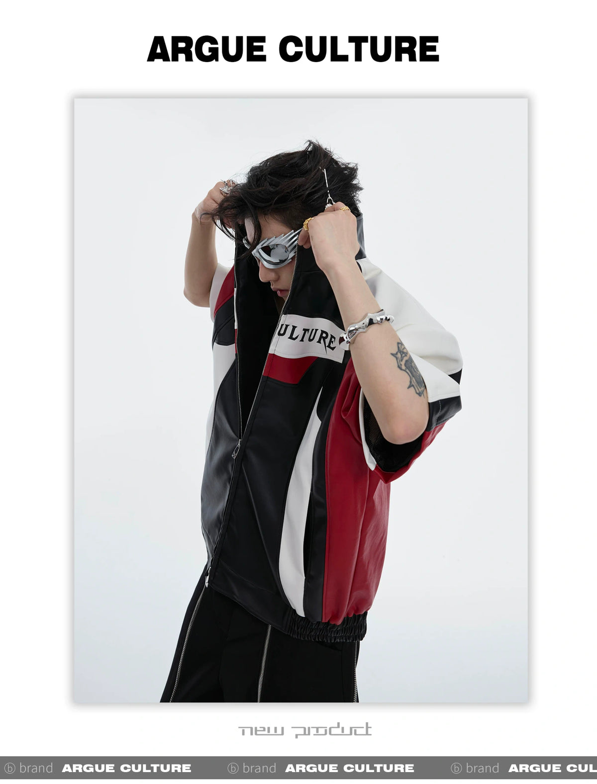 Color-Block Faux Leather Jacket | Relaxed Streetwear - description image 6