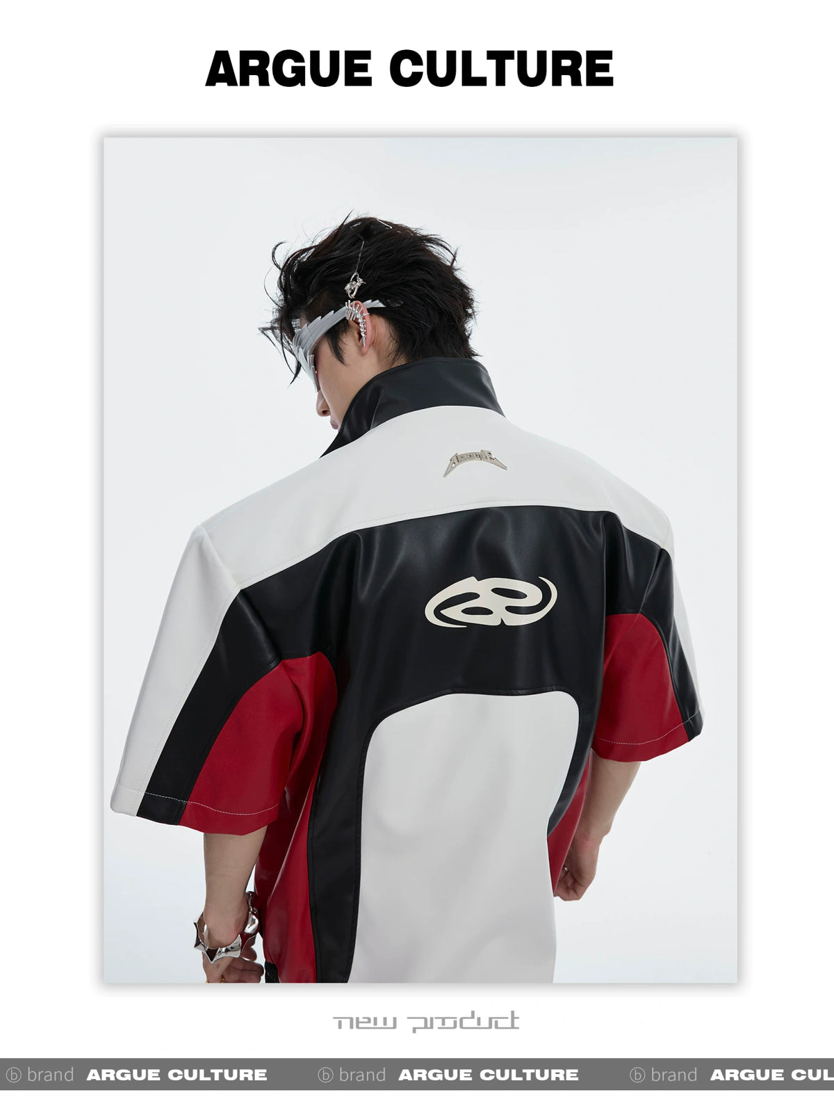 Color-Block Faux Leather Jacket | Relaxed Streetwear - description image 7