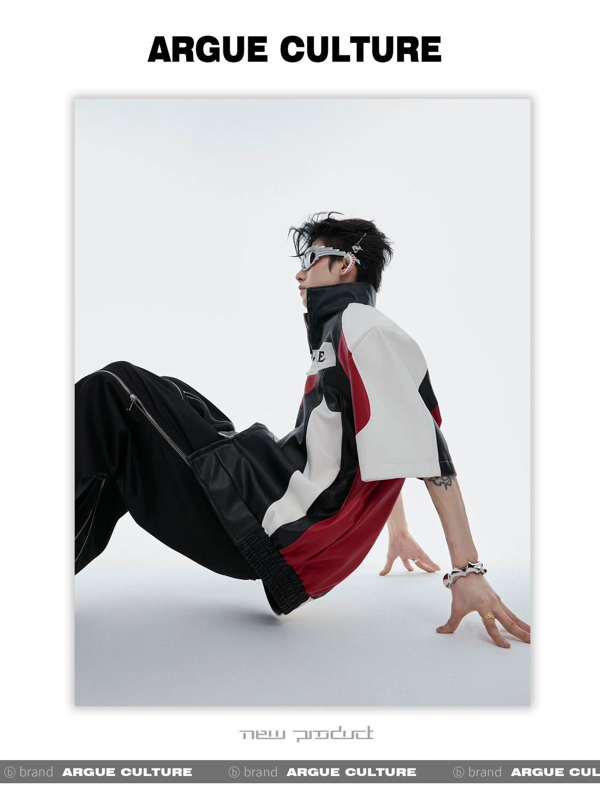 Color-Block Faux Leather Jacket | Relaxed Streetwear - description image 8