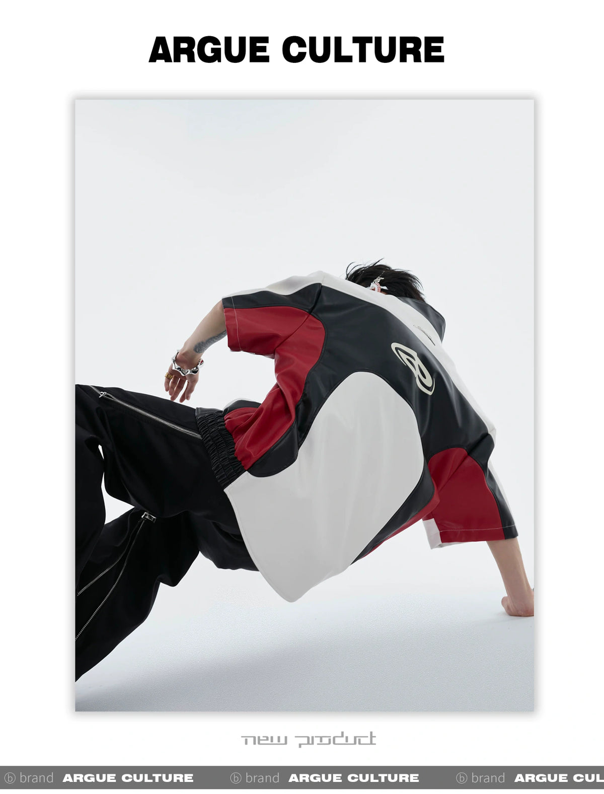 Color-Block Faux Leather Jacket | Relaxed Streetwear - description image 11