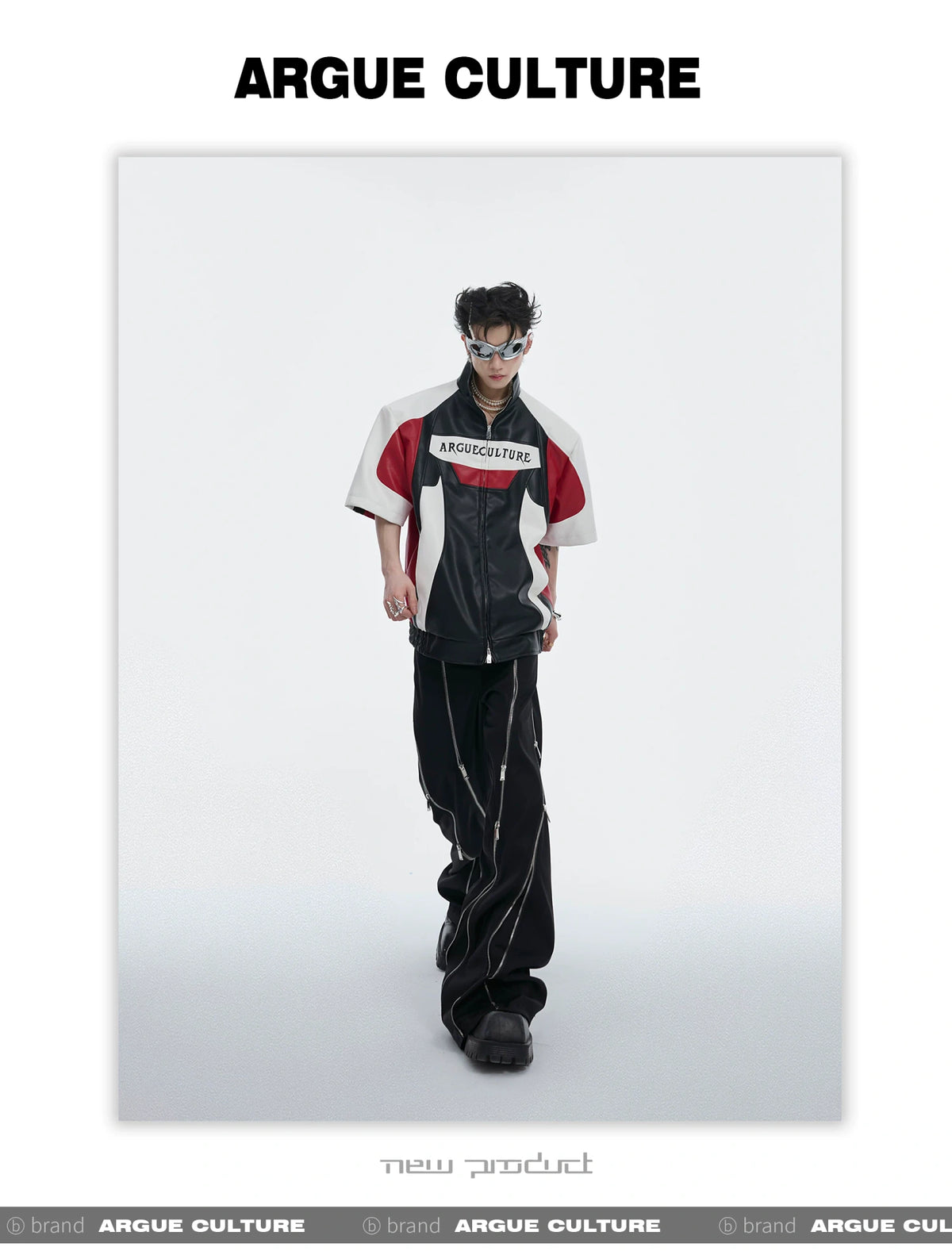 Color-Block Faux Leather Jacket | Relaxed Streetwear - description image 13