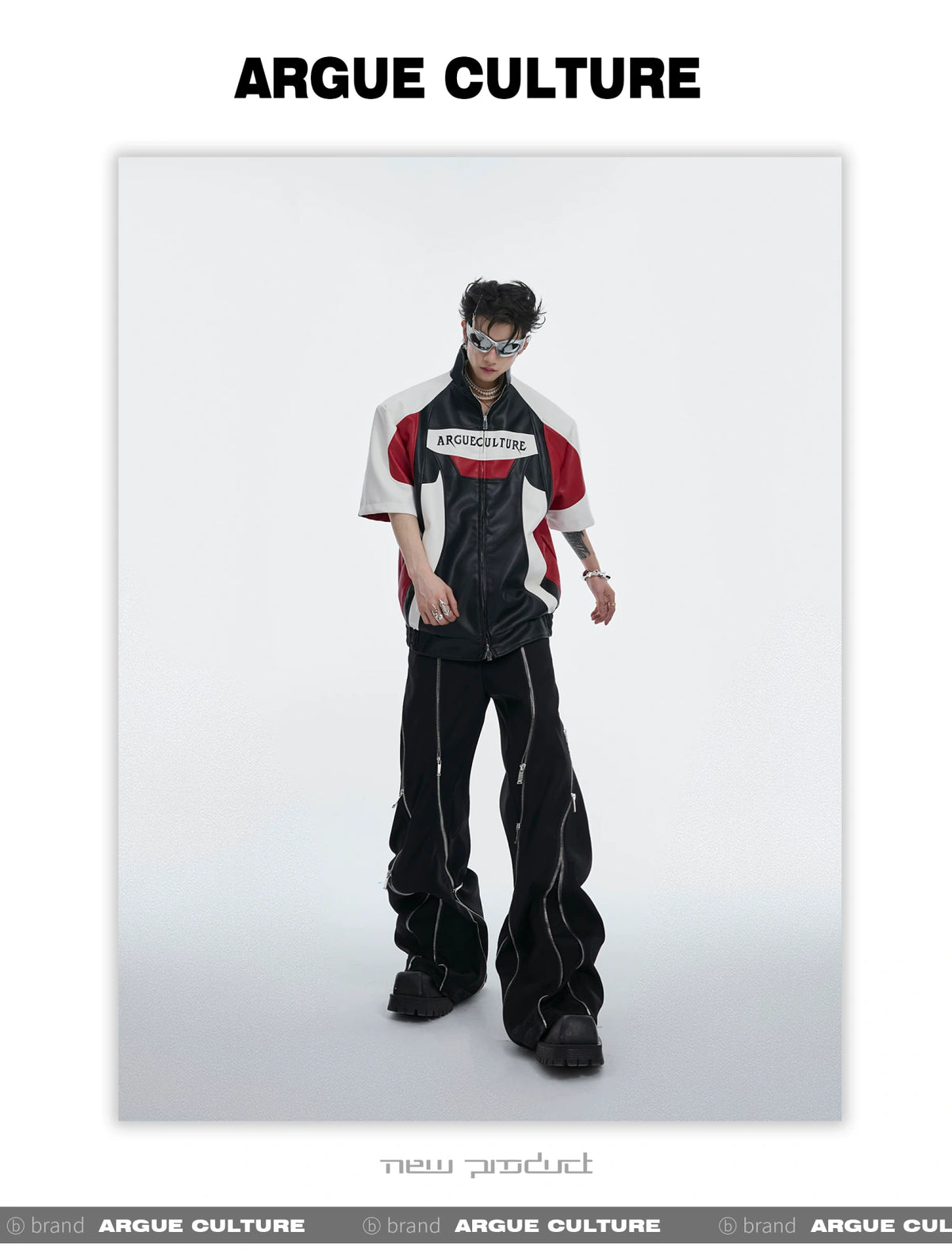 Color-Block Faux Leather Jacket | Relaxed Streetwear - description image 14