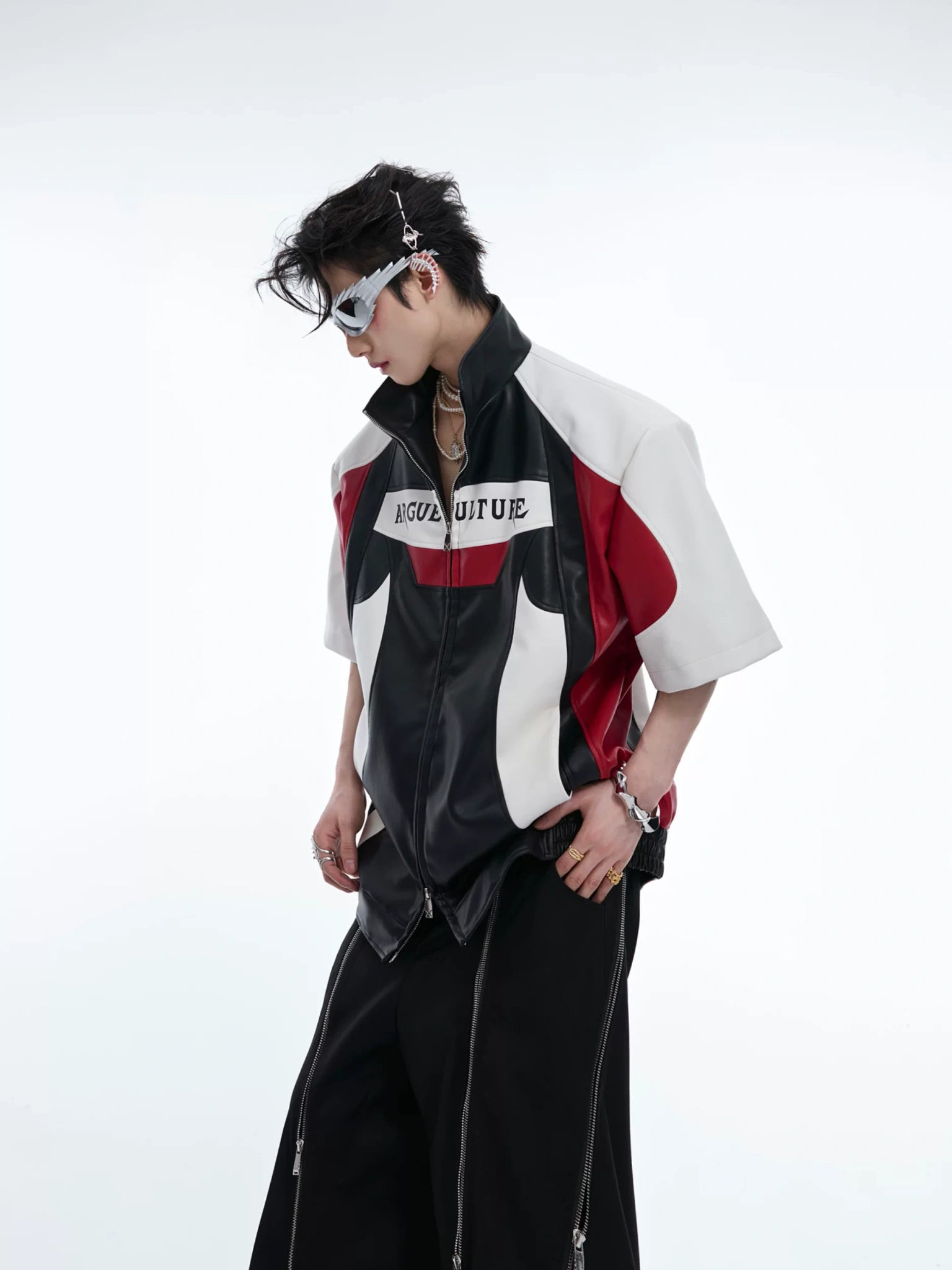Color-Block Faux Leather Jacket | Relaxed Streetwear - main image 1